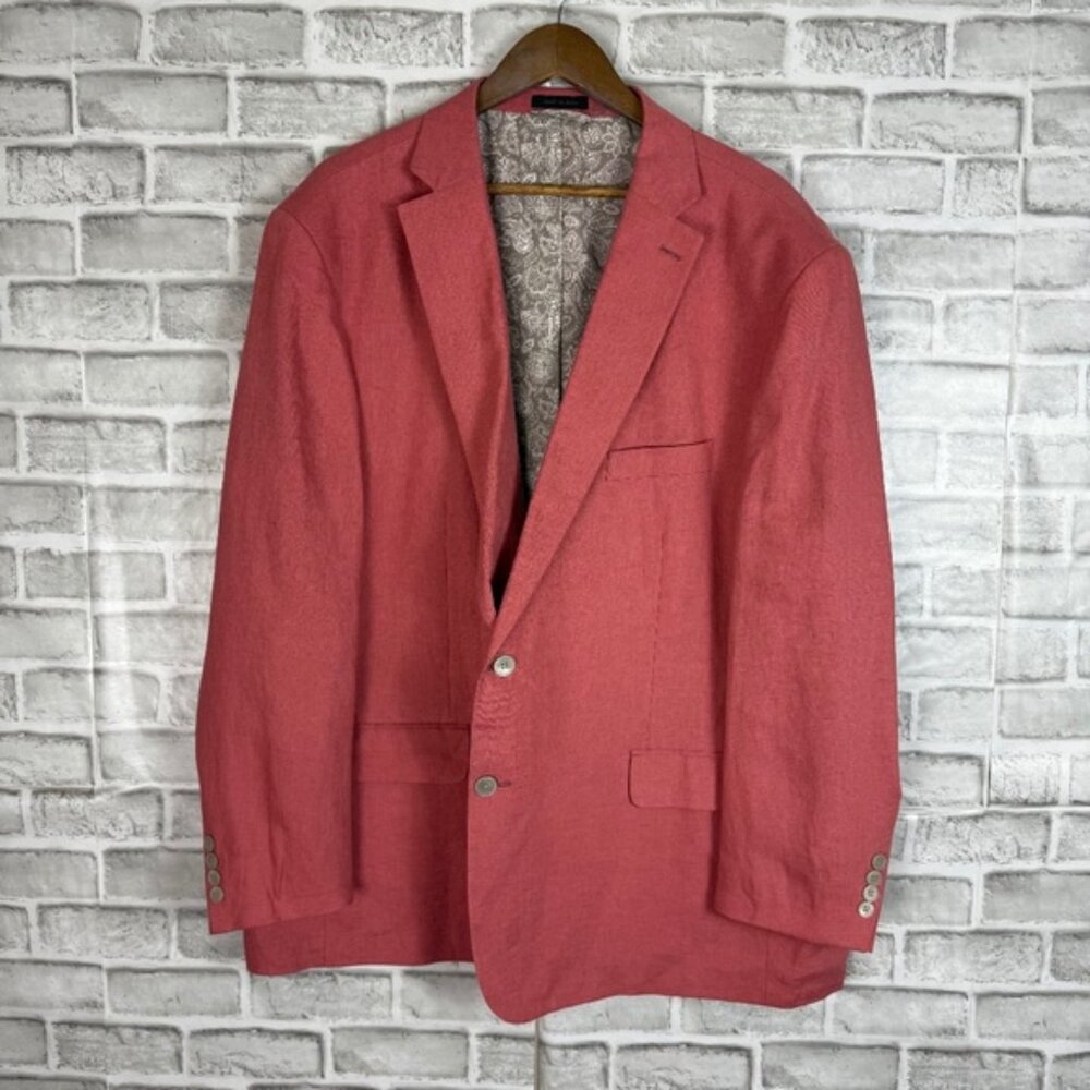 Lauren Ralph Lauren Black Label Light Pink 100% Linen Blazer Suit Jacket Men 52R